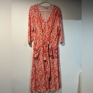 Leota Tie Front Stripped V-Neck Midi Dress XXL